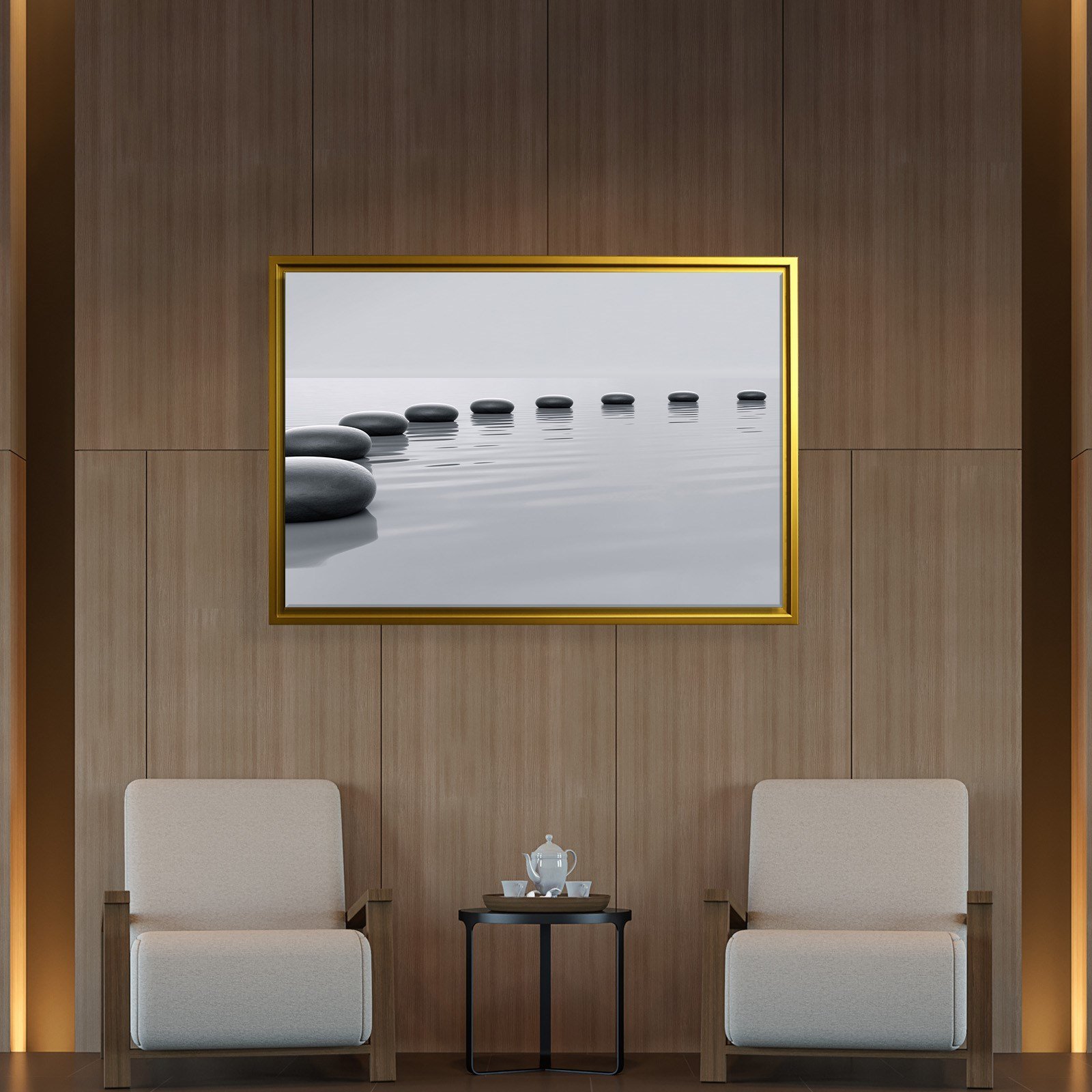 Zen Taşları Kanvas Tablo | Minimal Spa ve Meditasyon Duvar Tablosu