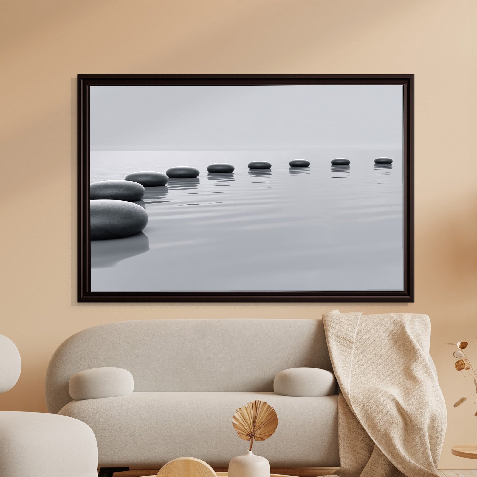 Zen Taşları Kanvas Tablo | Minimal Spa ve Meditasyon Duvar Tablosu