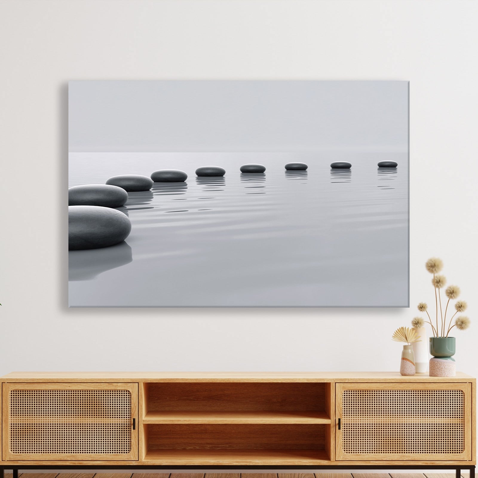 Zen Taşları Kanvas Tablo | Minimal Spa ve Meditasyon Duvar Tablosu