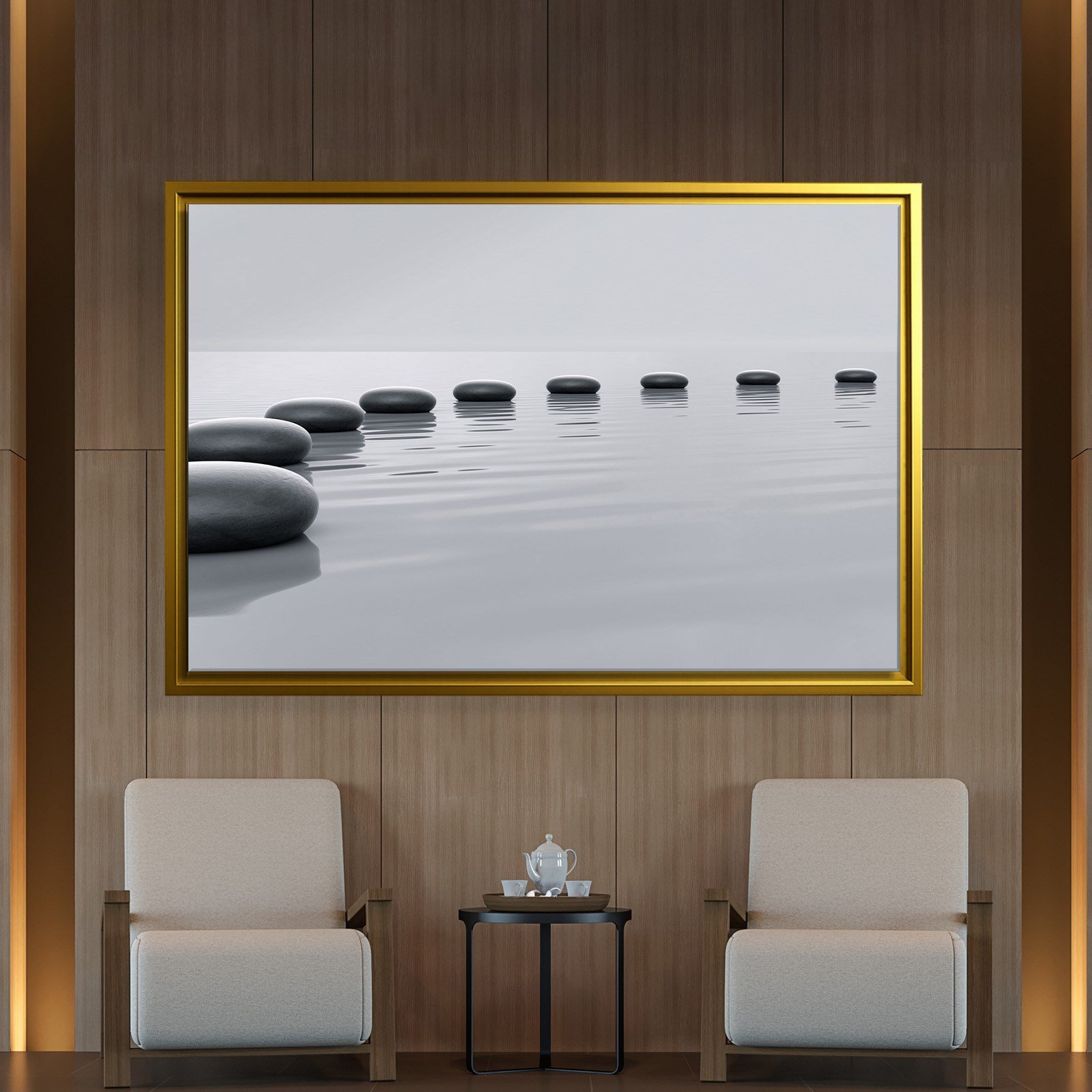 Zen Taşları Kanvas Tablo | Minimal Spa ve Meditasyon Duvar Tablosu