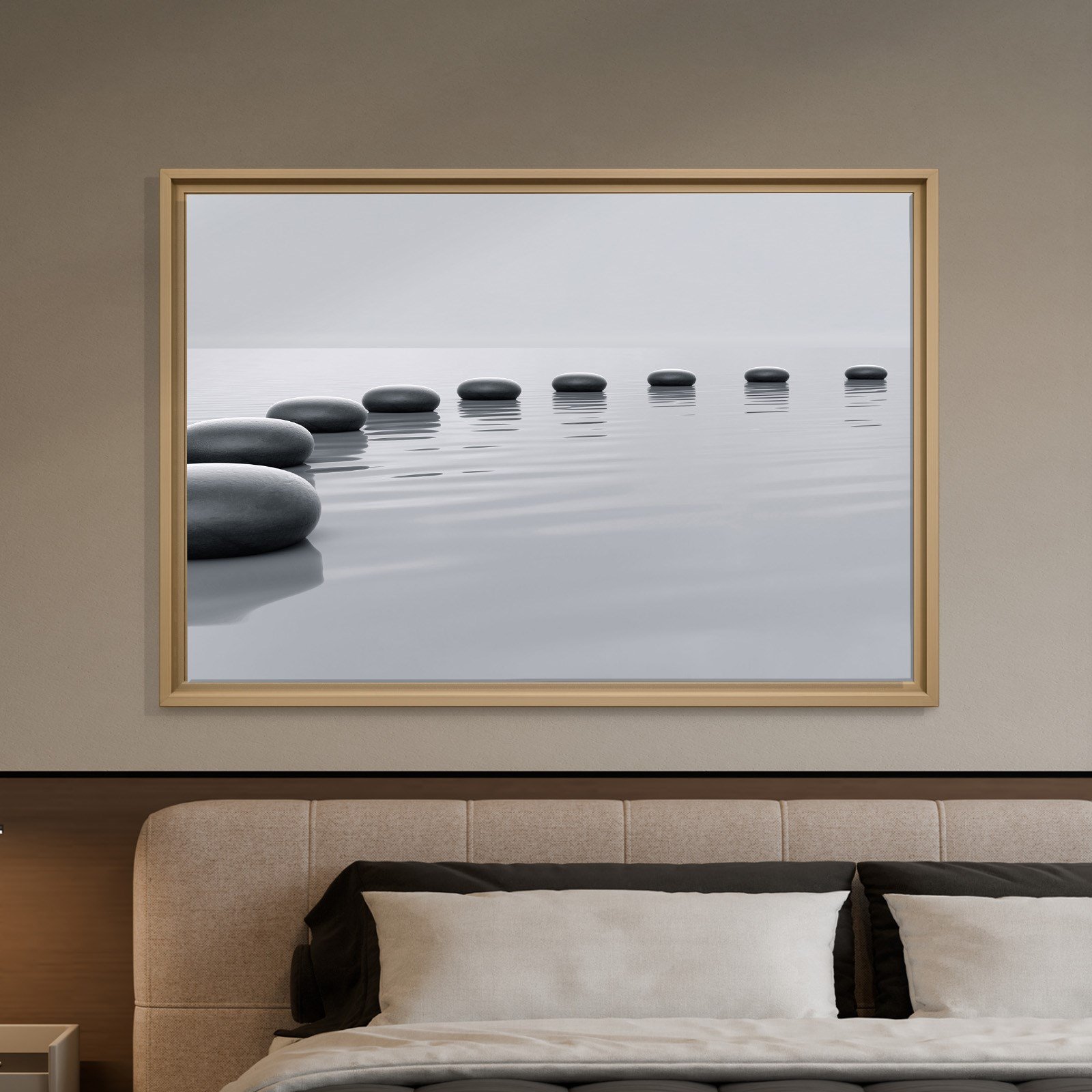 Zen Taşları Kanvas Tablo | Minimal Spa ve Meditasyon Duvar Tablosu