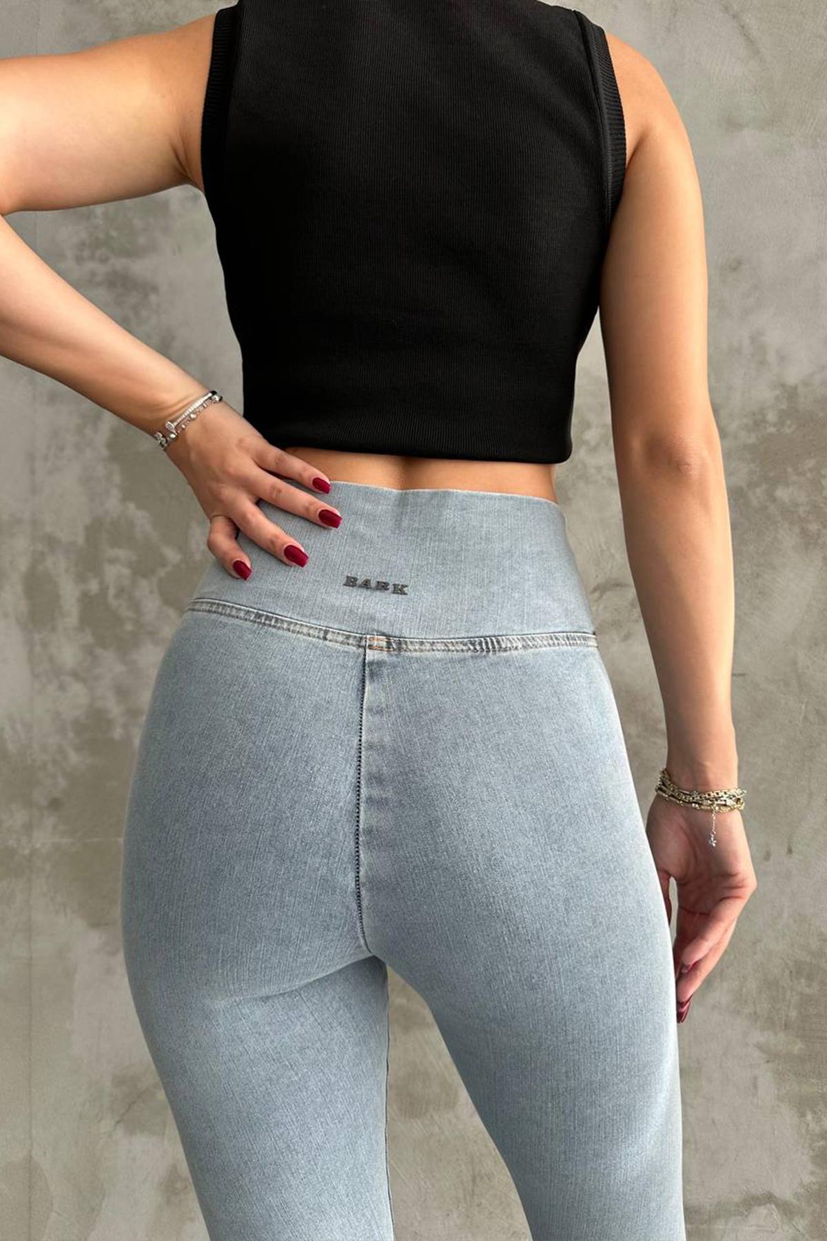 The Bark Full Likra Premium Kadın Jean Pantolon Tayt 1000 Buz Mavisi