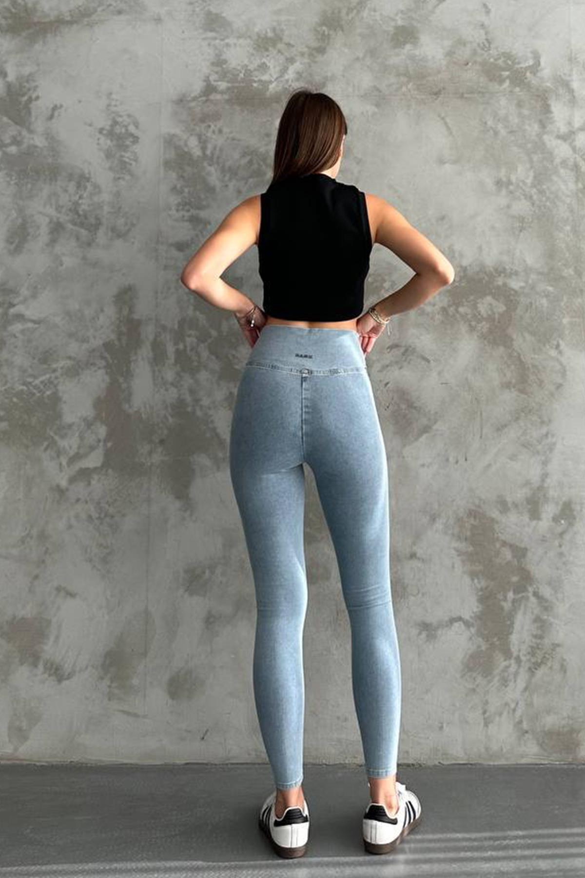 The Bark Full Likra Premium Kadın Jean Pantolon Tayt 1000 Buz Mavisi