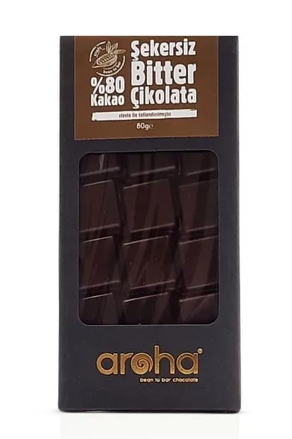 AROHA STEVİALI BİTTER ÇİKOLATA %0 KAKAO