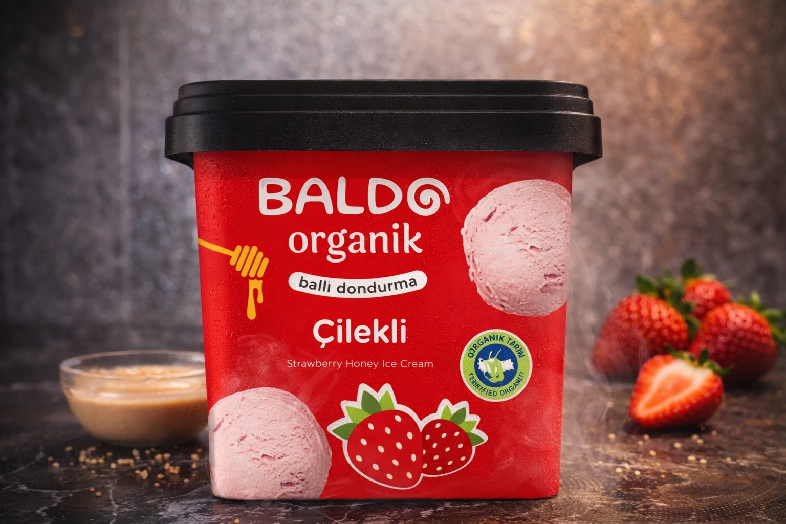 BALDO ÇİLEKLİ ORGANIK DONDURMA 400 GR