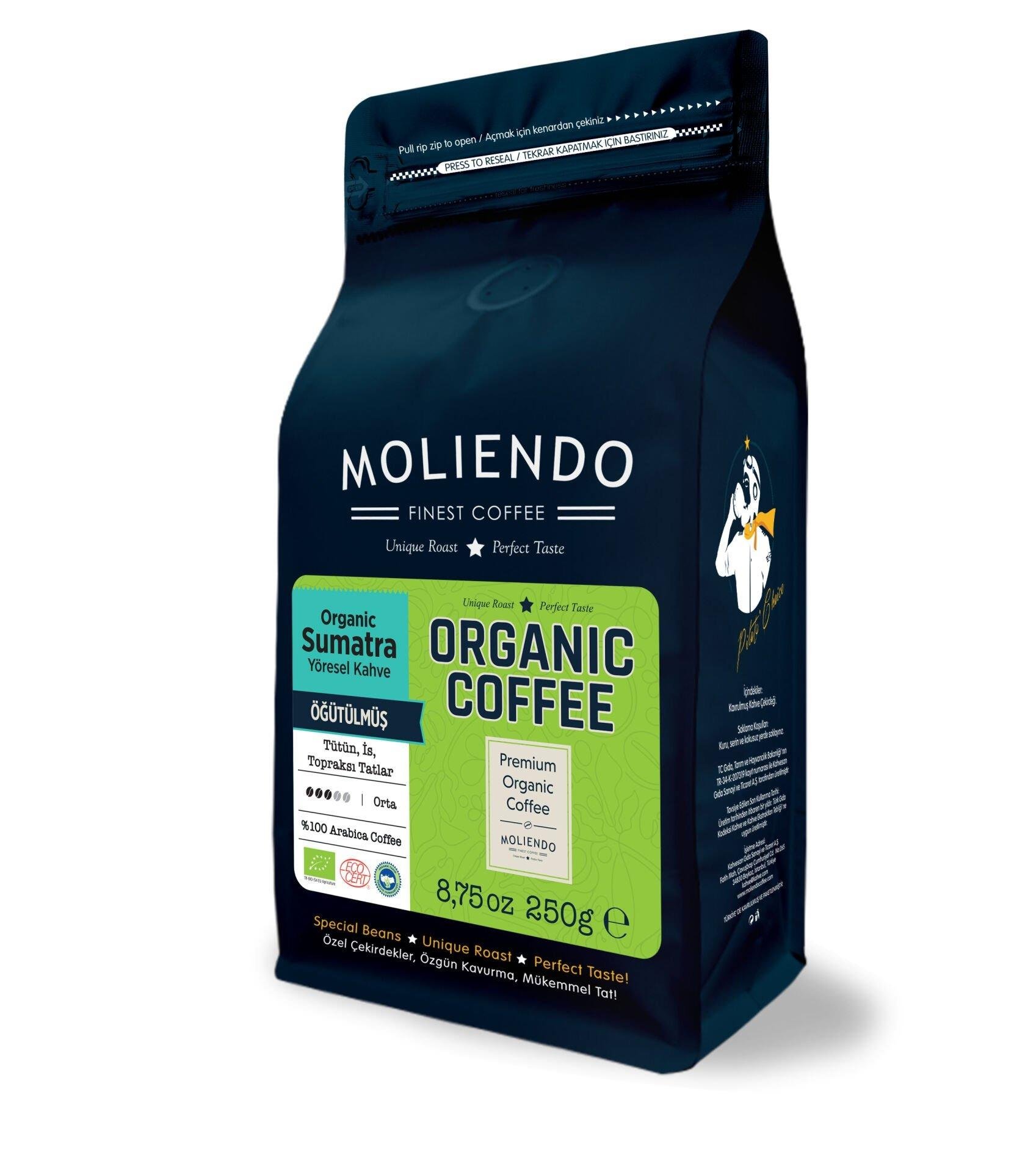 MOLİENDO ORGANİK KAHVE SUMATRA YÖRESEL ÖĞÜTÜLMÜŞ