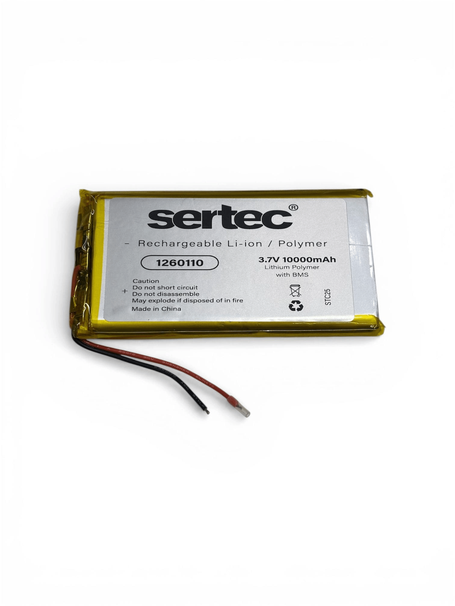 1260110 3.7v 10.000mah Li-polymer Pil (devreli/1.5a)