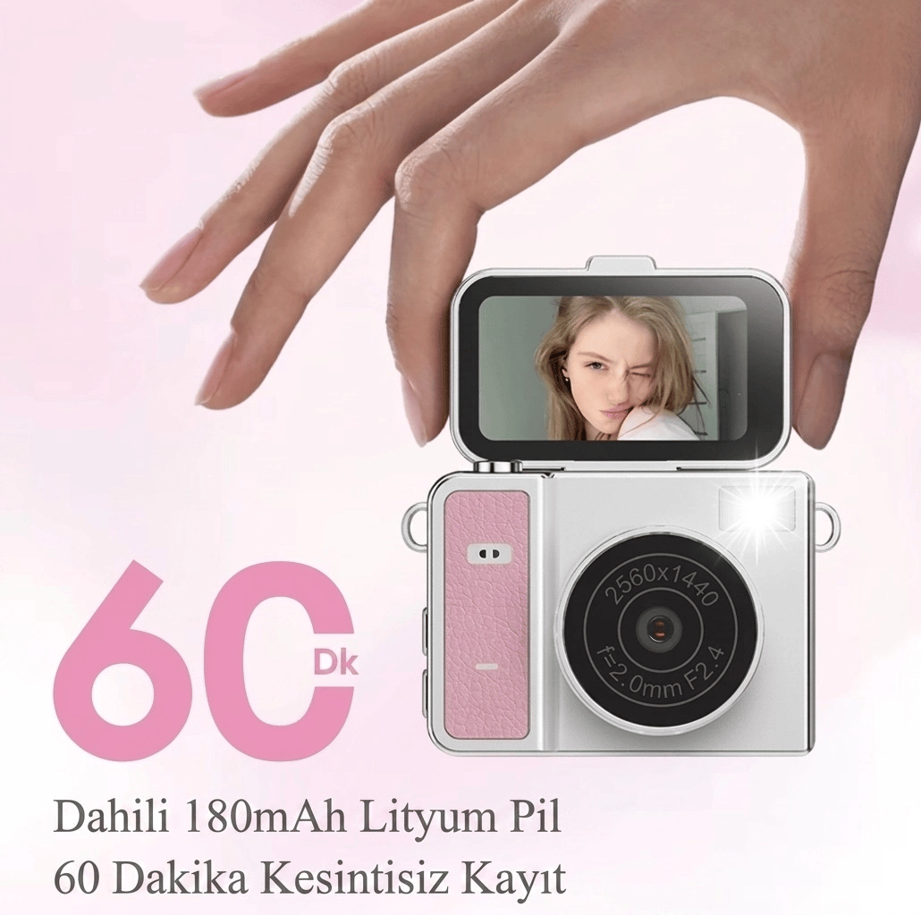2k Mini Dijital Retro Video Kamera Flaşlı Dijital Vlog Mini Fotoğraf Makinesi Türkçe Menü Yeşil
