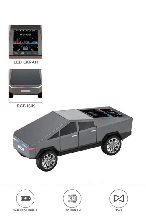 D68 Cyber Model Araba Tasarımlı Bluetooth Hoparlör 15w Güçlü Ses Rgb Led /tws/usb Gri