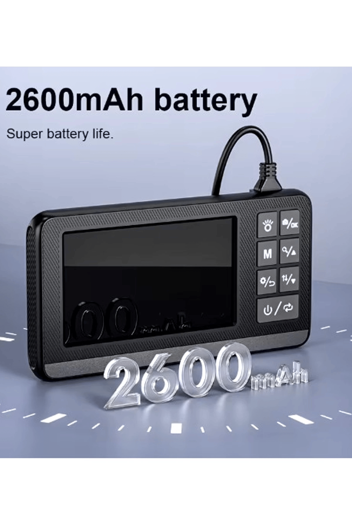 Ekranlı Çift Kameralı 10 Mt Sert Kablo Endoskop Kamera 8 Mm 4.3 Inc Hafıza Kart Destekli