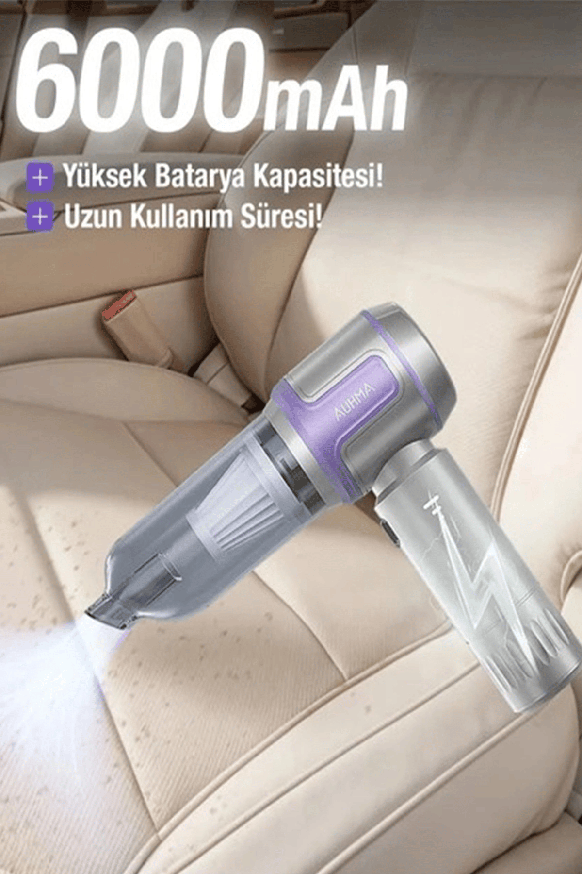 Kablosuz Taşınabilir Araç İçi El Süpürgesi 17000pa Güçlü Vakum 4’ü 1 Arada Çok Amaçlı Temizlik