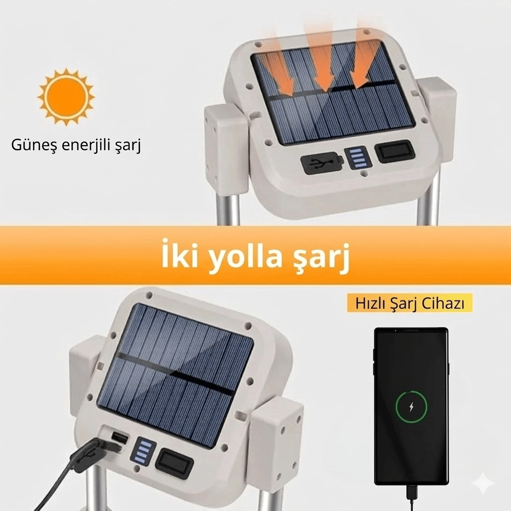 Katlanabilir Çok İşlevli Kamp Lambası - Her Ortama Uyum Sağlayan Güçlü 4 Modlu Aydınlatma