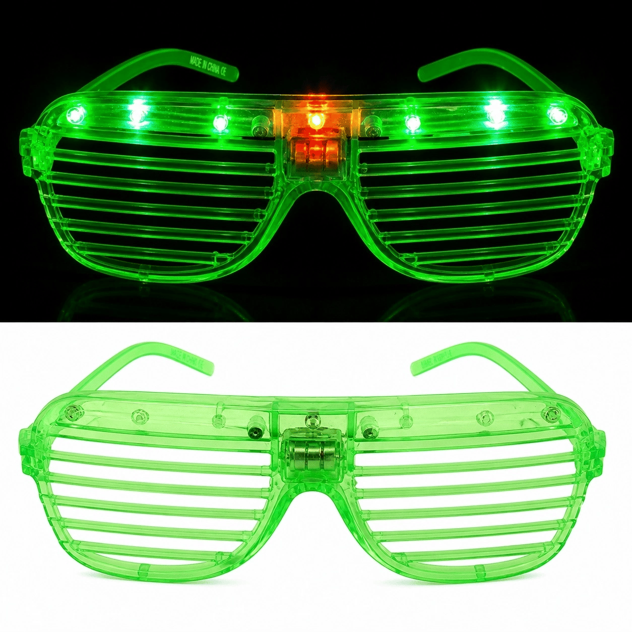 Led Işıklı Panjur Parti Gözlüğü Yeşil Renk Shutter Gözlük