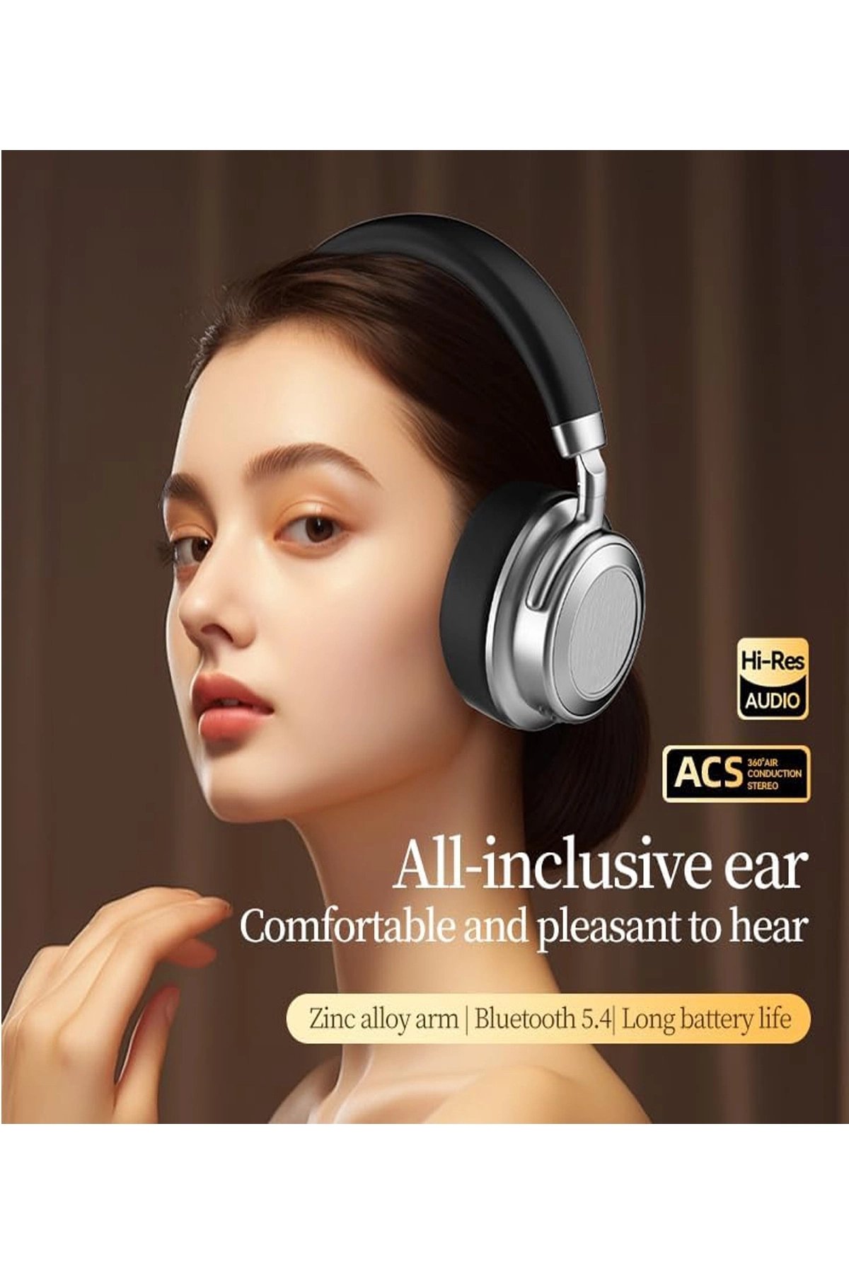 Metal Kulak Üstü Kablosuz Bluetooth Kulaklık Hybrid Anc Type-c Hızlı Şarj Bluetooth 6.0