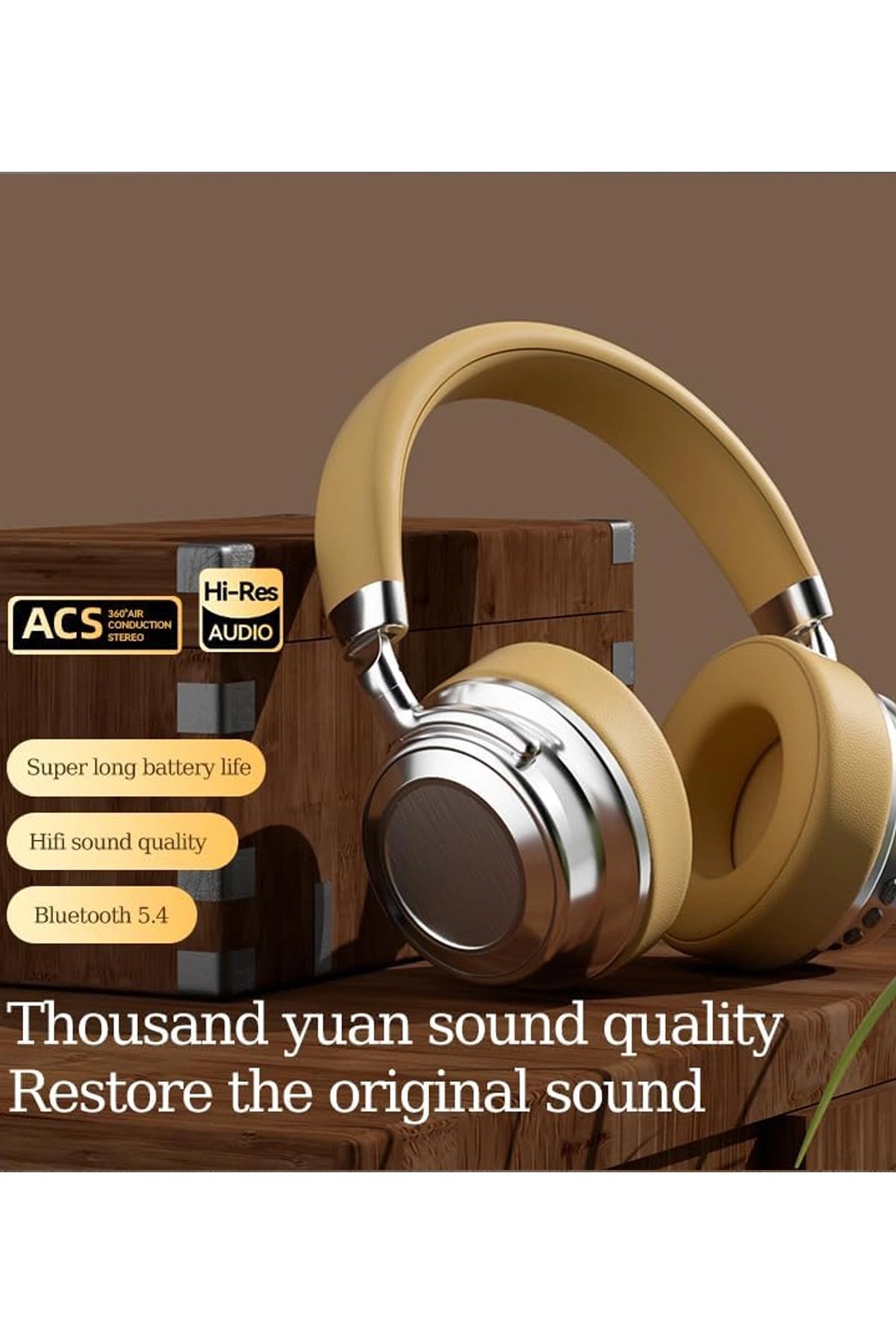Metal Kulak Üstü Kablosuz Bluetooth Kulaklık Hybrid Anc Type-c Hızlı Şarj Bluetooth 6.0