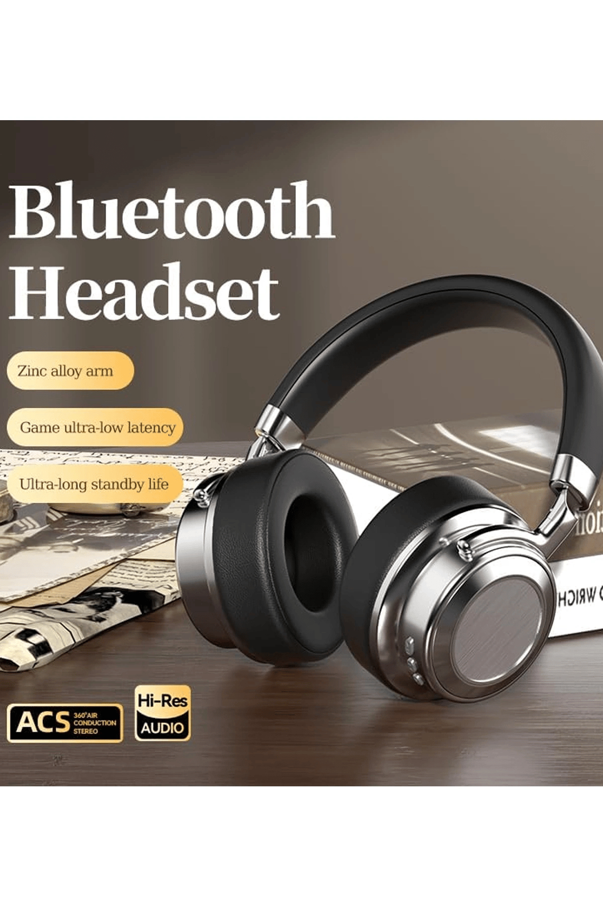 Metal Kulak Üstü Kablosuz Bluetooth Kulaklık Hybrid Anc Type-c Hızlı Şarj Bluetooth 6.0