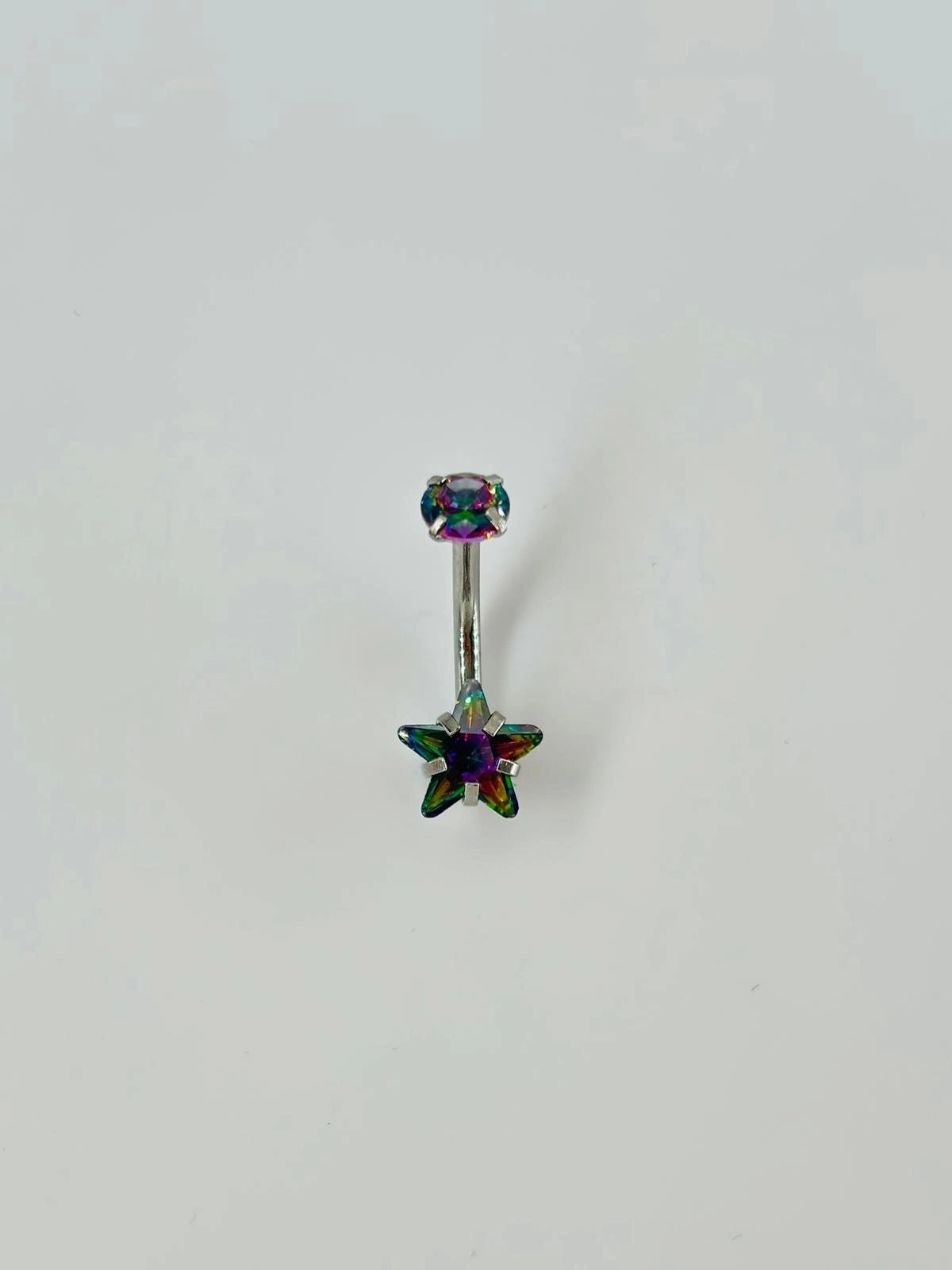 Mistik Topaz Taşlı Yıldız Detaylı Göbek Piercing