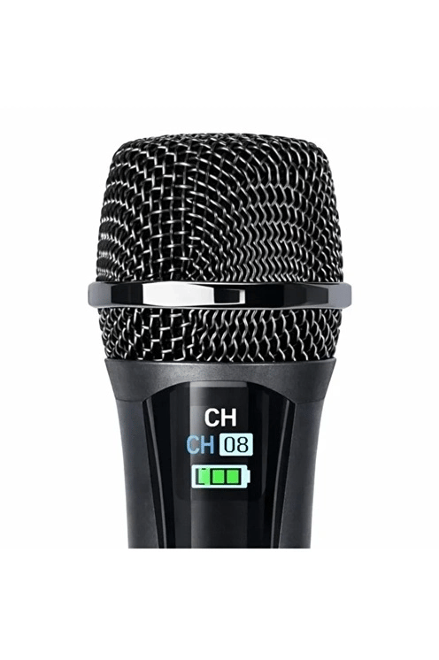Profesyonel Çiftli Kablosuz Mikrofon Seti Karaoke Şarj Edilebilir 50 Metre