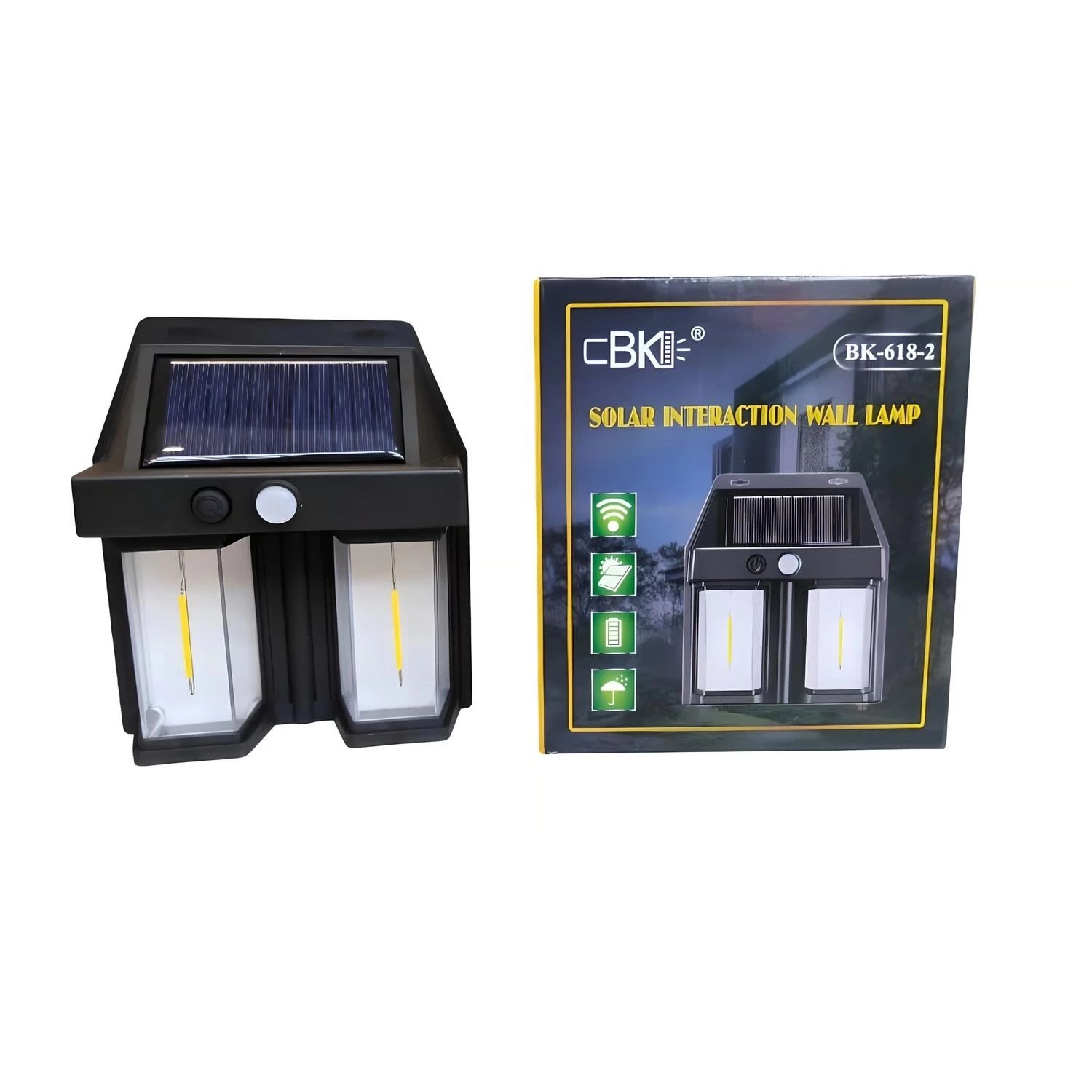 Rustik Ampul İkili Solar Duvar Aplik Güneş Enerjili Hareket Sensörlü