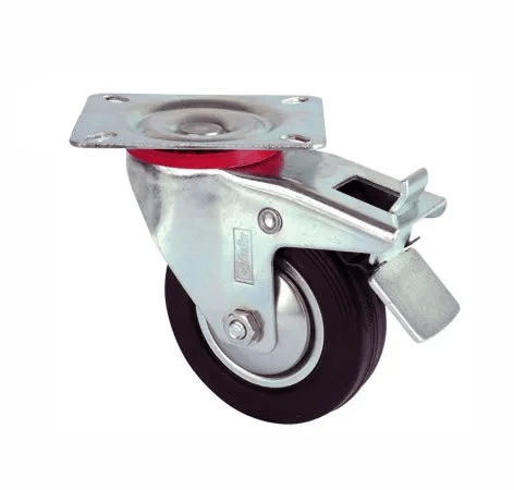 Servis Tekeri - Tablalı Frenli Siyah Döner - Çap 80 Mm