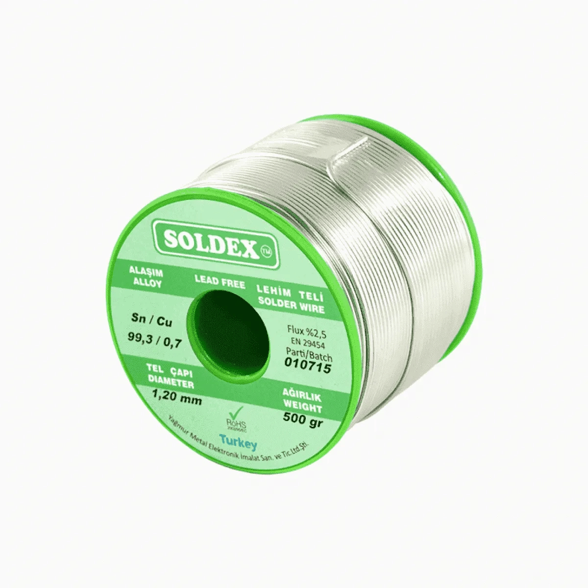 Sn: 99.3 - Cu: 0.7 - 500 Gr, 1 Mm - Kurşunsuz, Gümüşsüz Lehim Teli