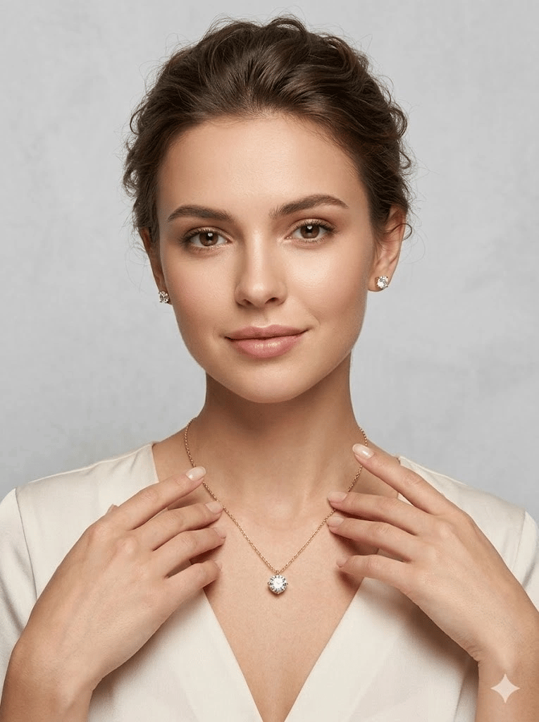 Yuvarlak Tek Taş Detaylı Set