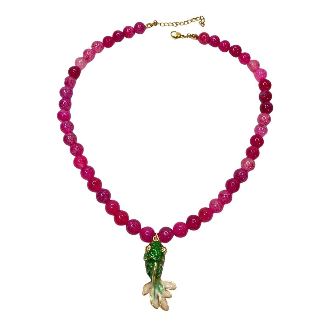AKİK PEMBE TAŞLI CHARM KOLYE