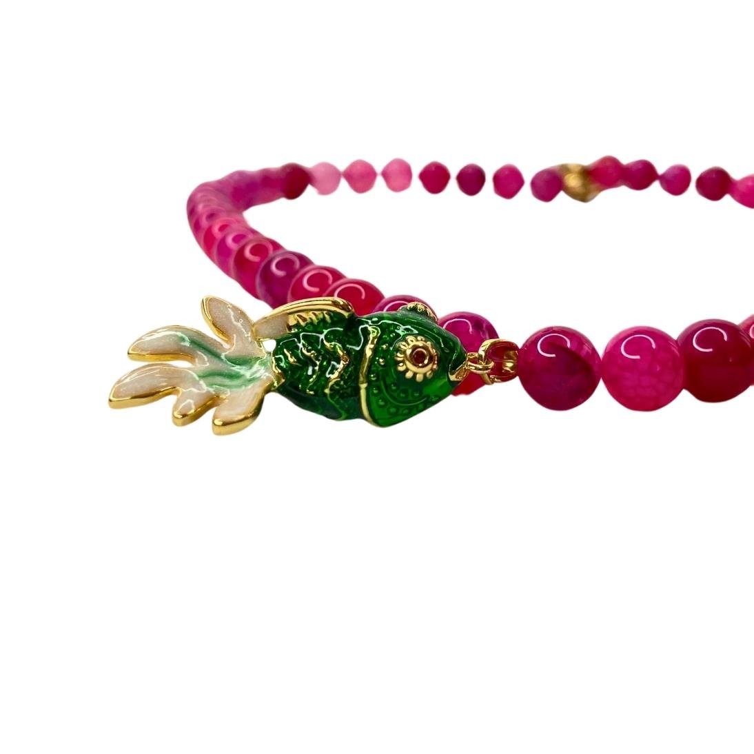 AKİK PEMBE TAŞLI CHARM KOLYE