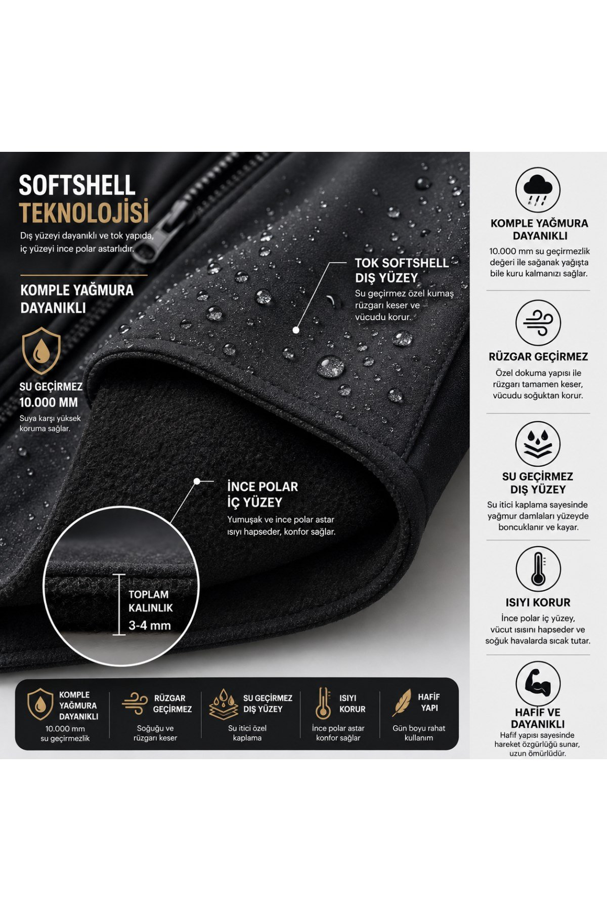 Erkek Çocuk Kapüşonlu Fermuarlı Dik Yaka Su ve Rüzgar Geçirmez Softshell Mont