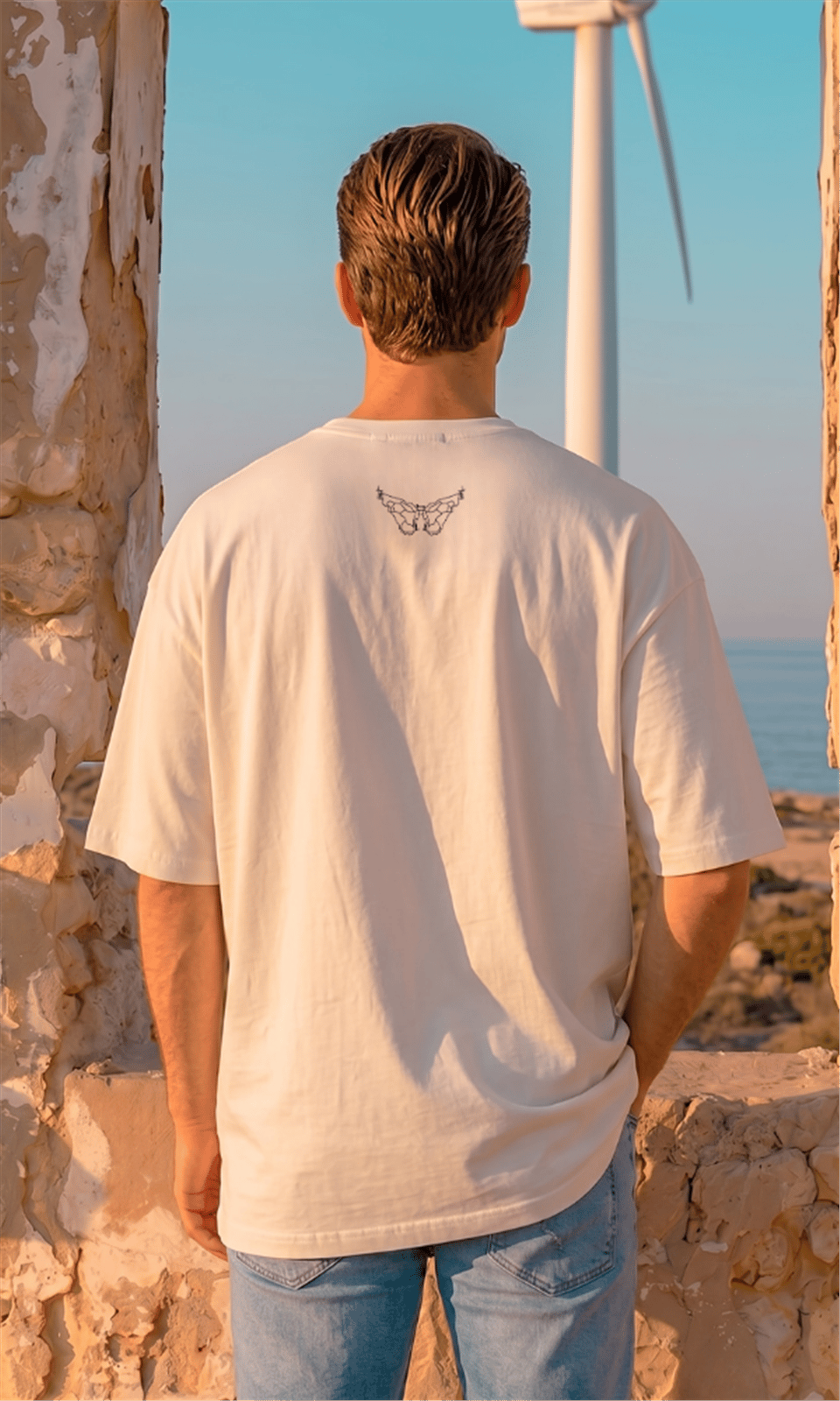 SAKALLI OVERSİZE T-SHIRT EKRU