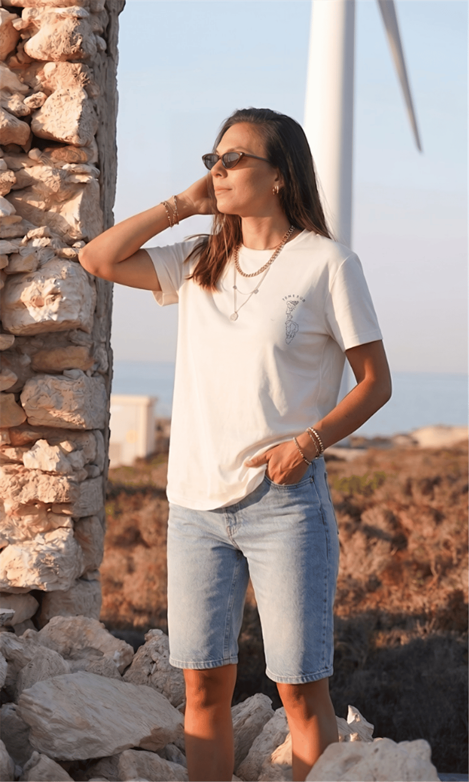 SAKALLI SLİM T-SHIRT EKRU