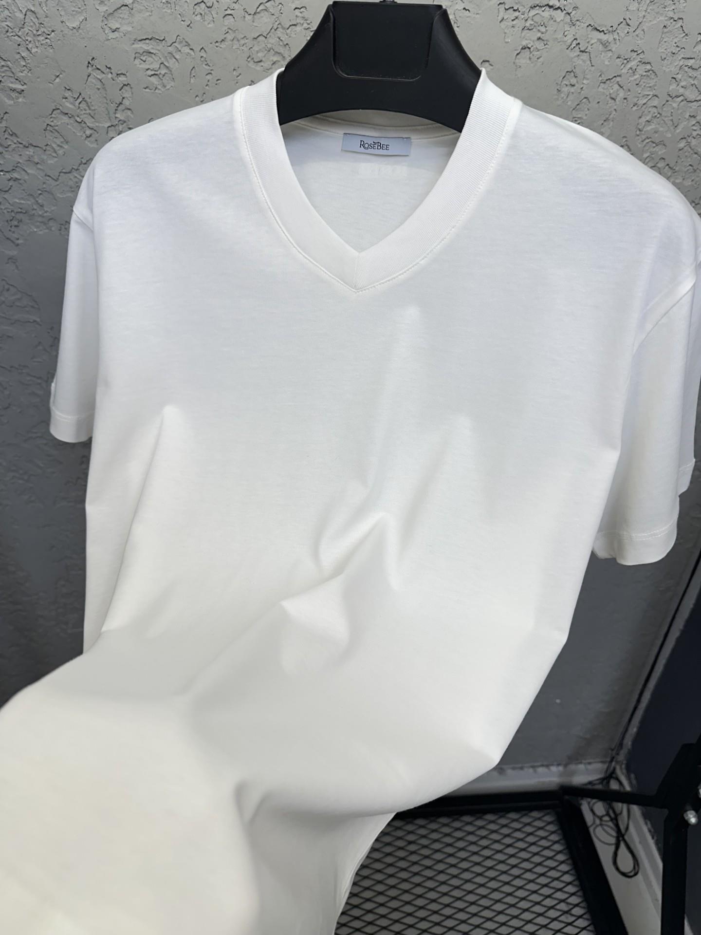BEE ECRU V-yaka Basic T-shirt