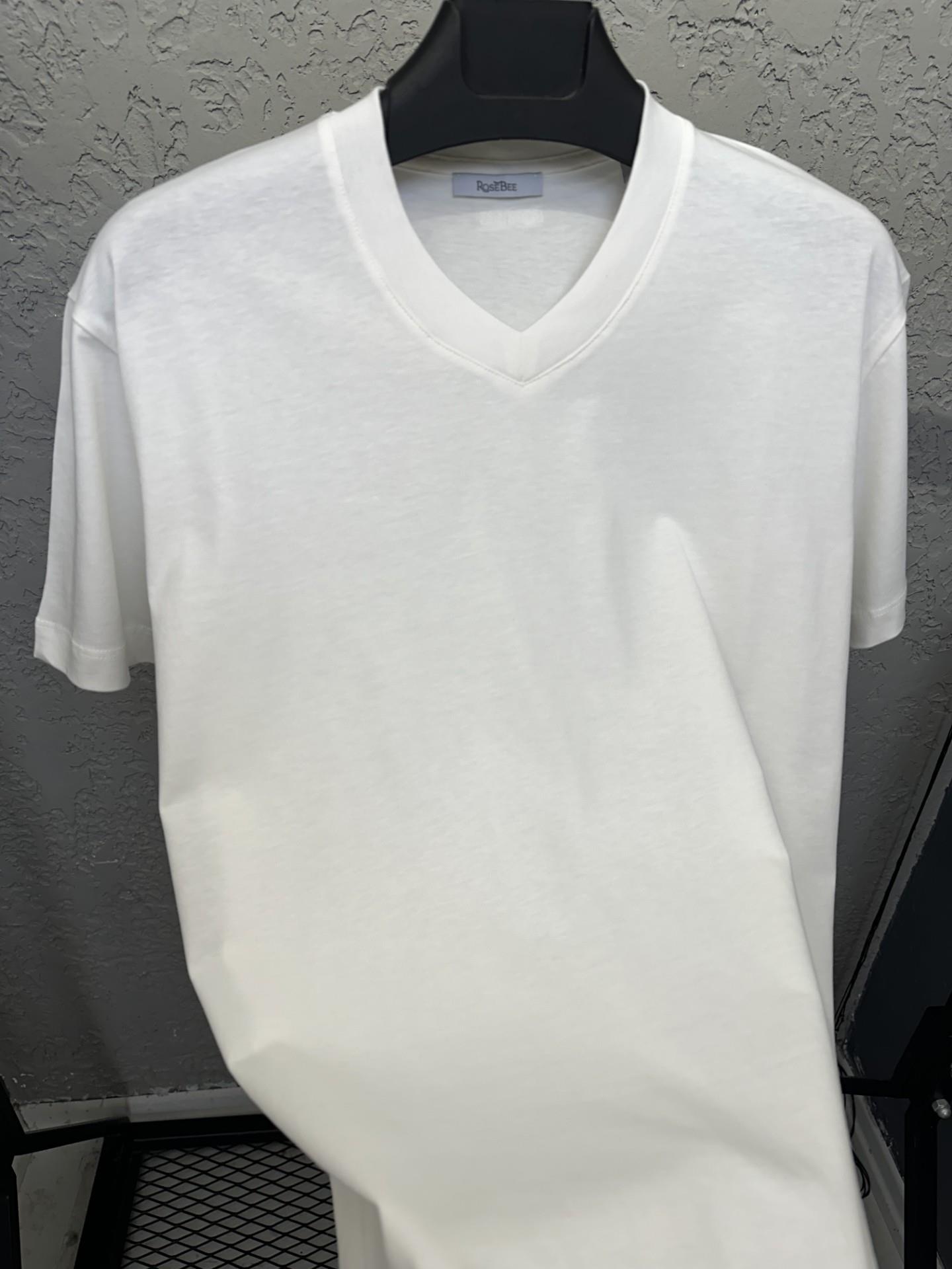 BEE ECRU V-yaka Basic T-shirt