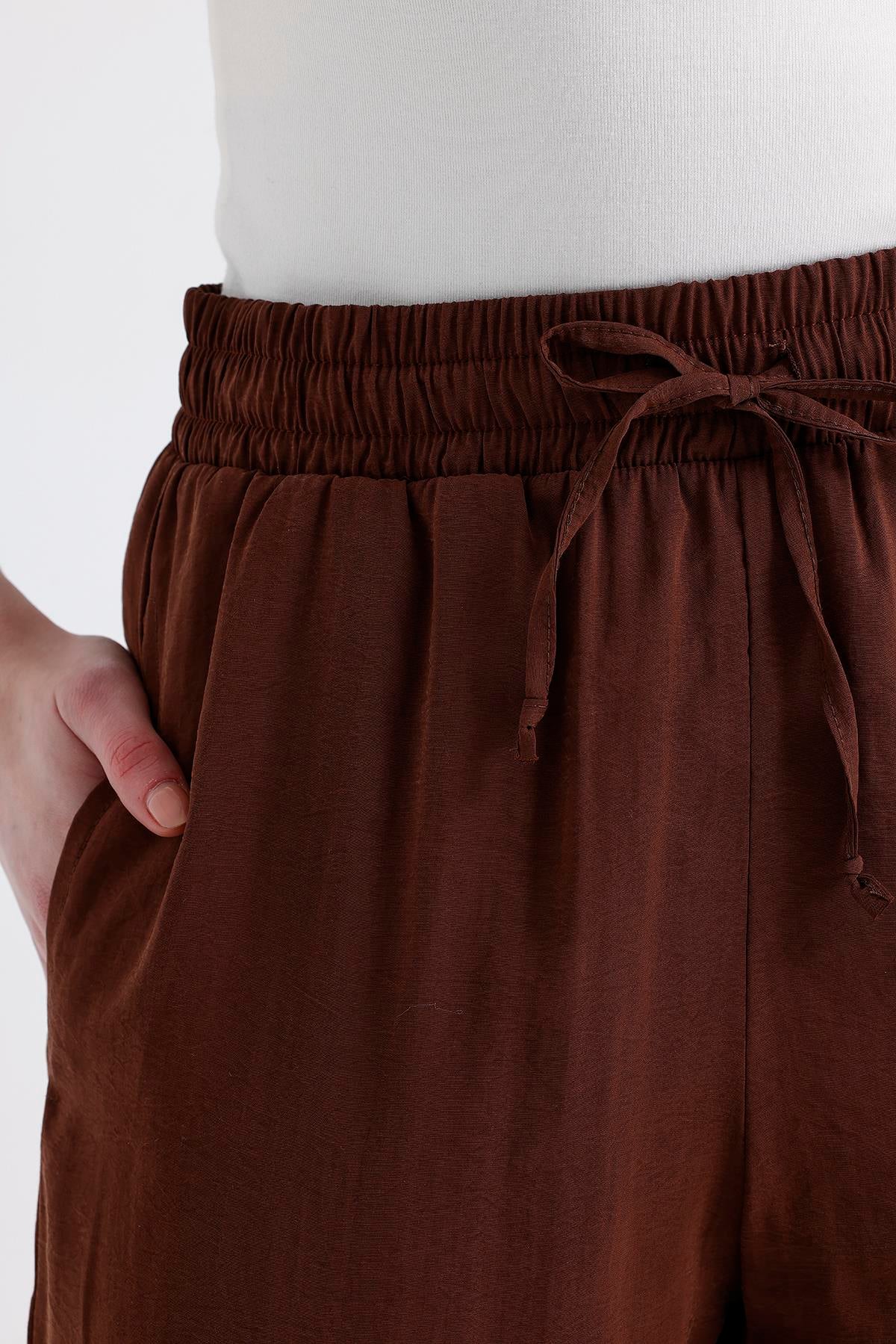 Dark Brown Modal Büzgü Paça