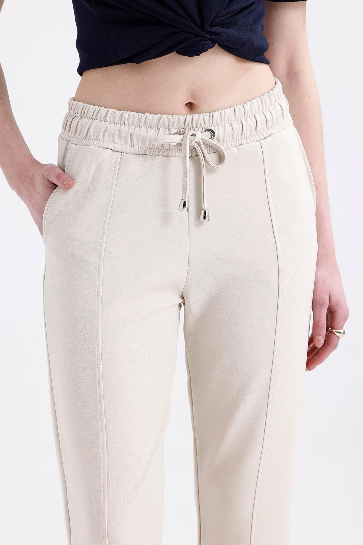 Krem Modal Jogger Eşofman Altı