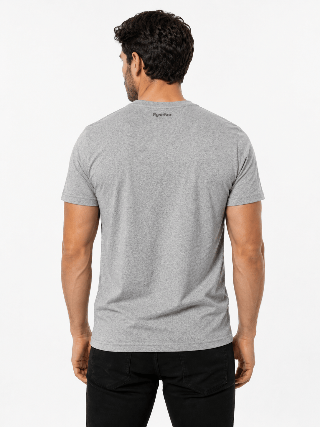 RB Gri Melanj Bisiklet Yaka T-shirt