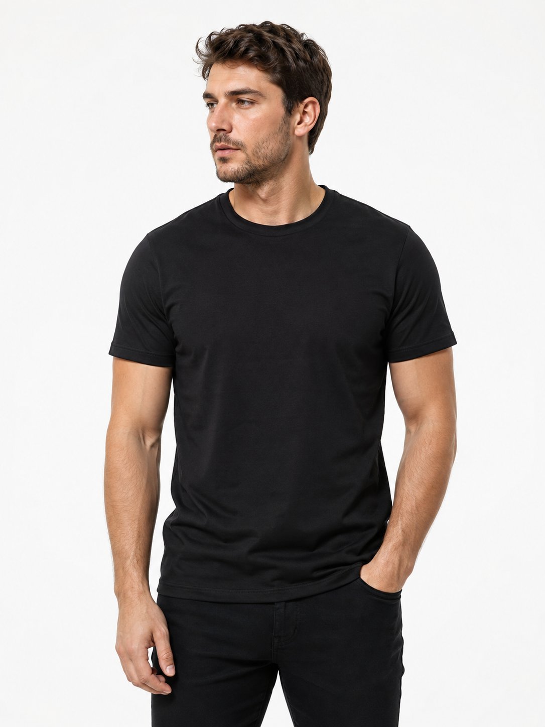 RB Siyah Bisiklet Yaka T-shirt