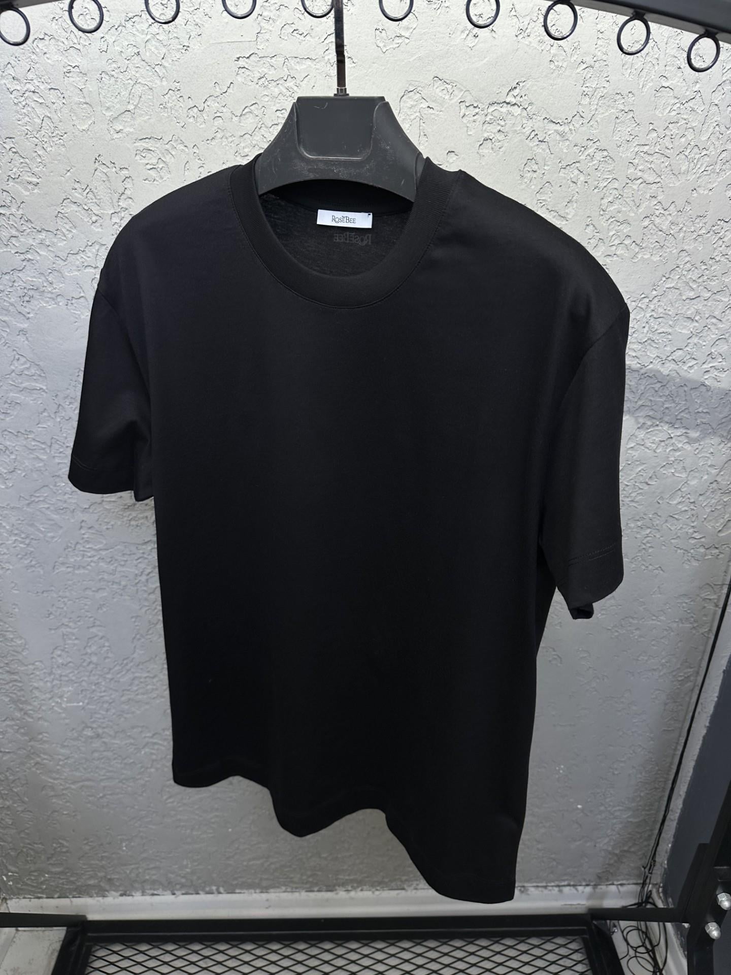 ROSE BLACK Sıfır Yaka Basic T-shirt