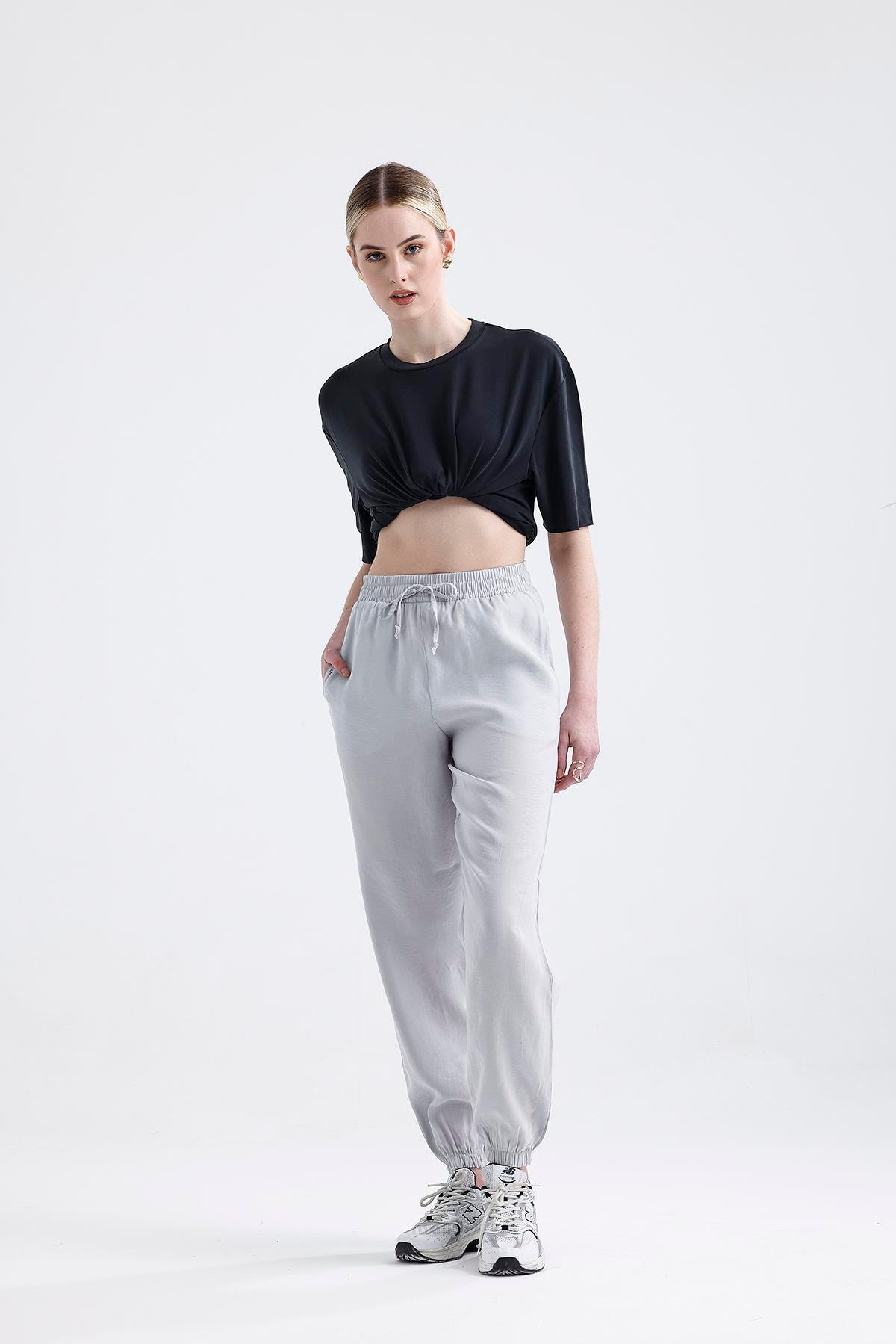 'SOFT GREY' Modal Büzgülü Pantolon 