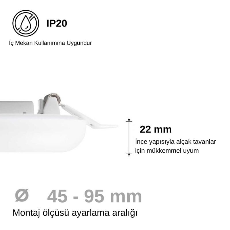 YCL 18 W Ayarlanabilir Backlight Led Panel - Beyaz Işık (6500K) - Yuvarlak - Sıva Altı - ALP-1518B