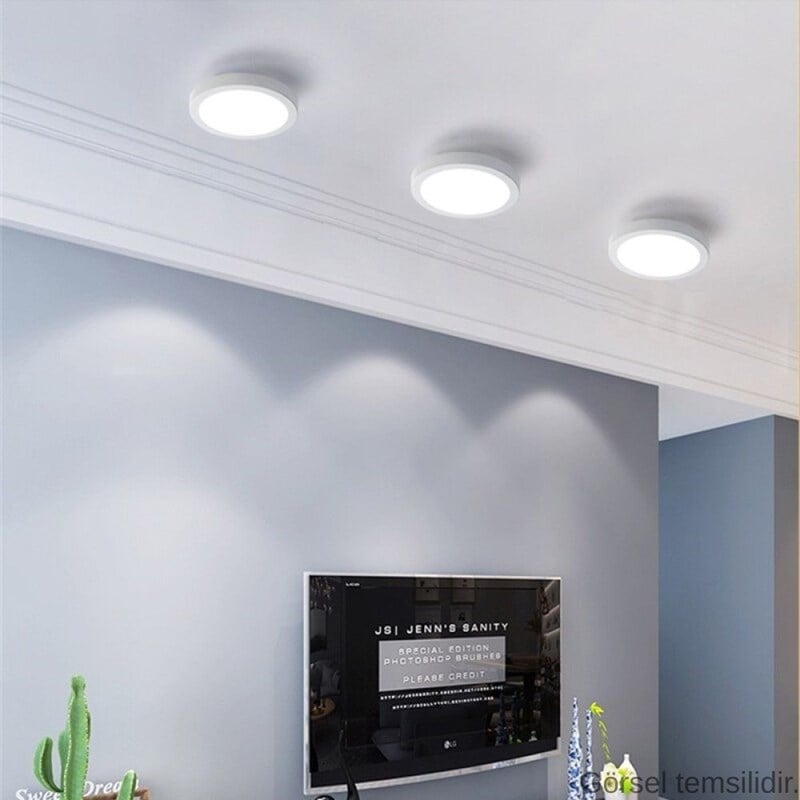 YCL 12 W Led Panel - Gün Işığı (3000K) - Beyaz Kasa - Yuvarlak - Sıva Üstü - ASM-1012G
