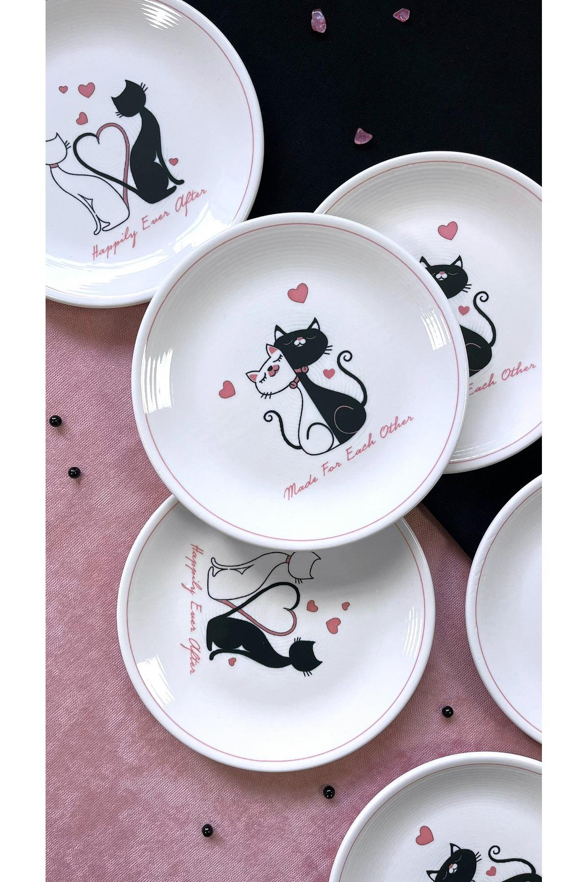 AŞK KEDİSİ 6 PARÇA LÜX TATLI TABAĞI SETİ