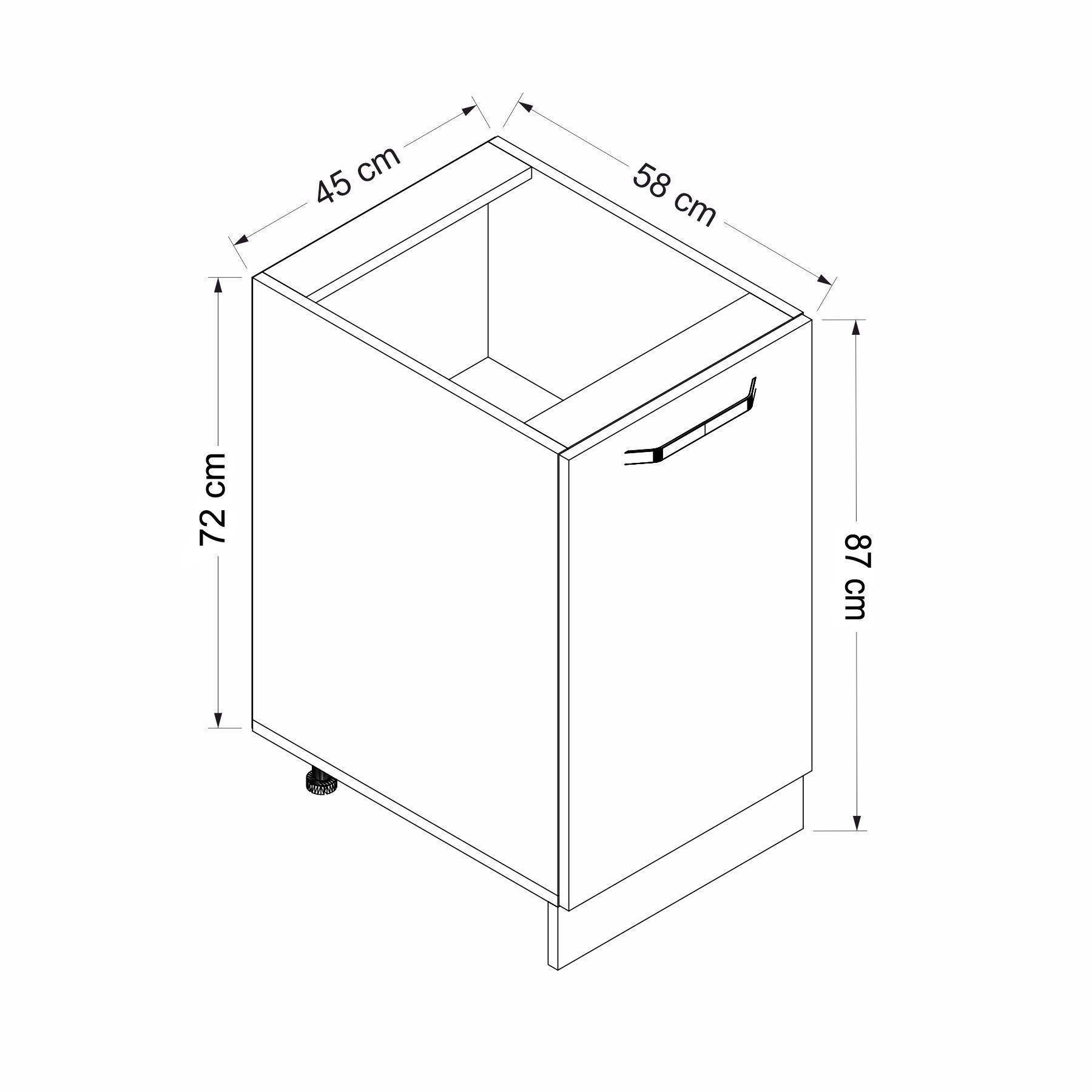 Minar 165Cm Köşe Mutfak Dolabı - Beyaz/Dore K165-D2