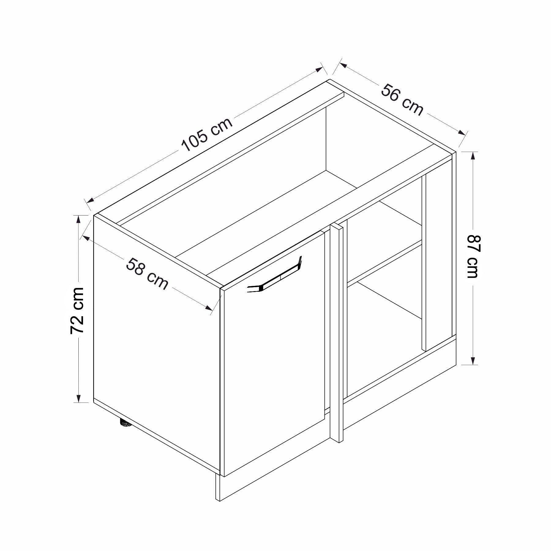 Minar 240Cm Köşe Mutfak Dolabı - Beyaz K240-B2