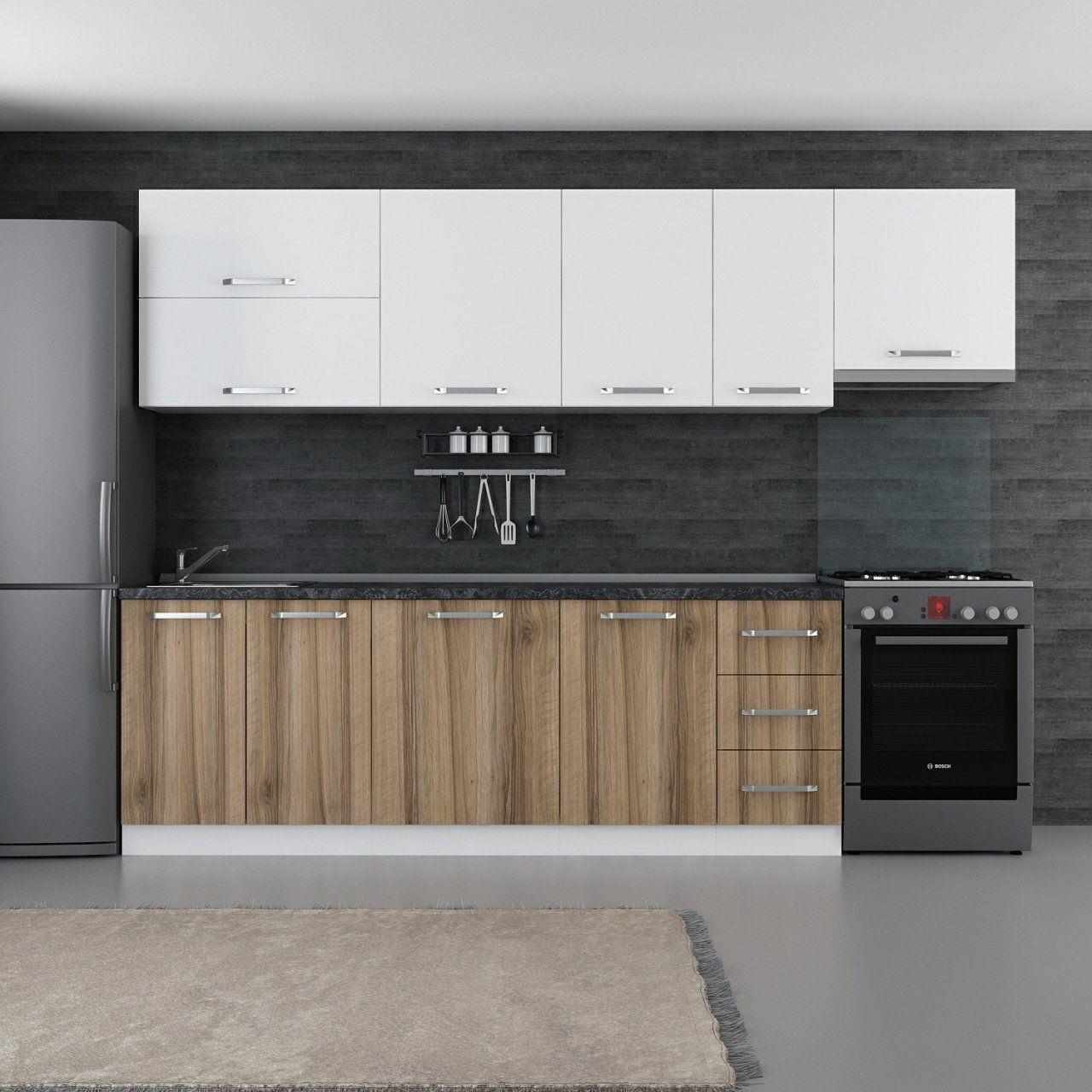 Minar 290 Cm Mutfak Dolabı Beyaz Dore 290-D7