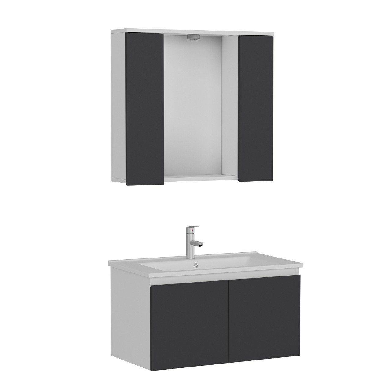 Nika Banyo Dolabı 85Cm As2K+2K1A+Etj Beyaz Antrasit