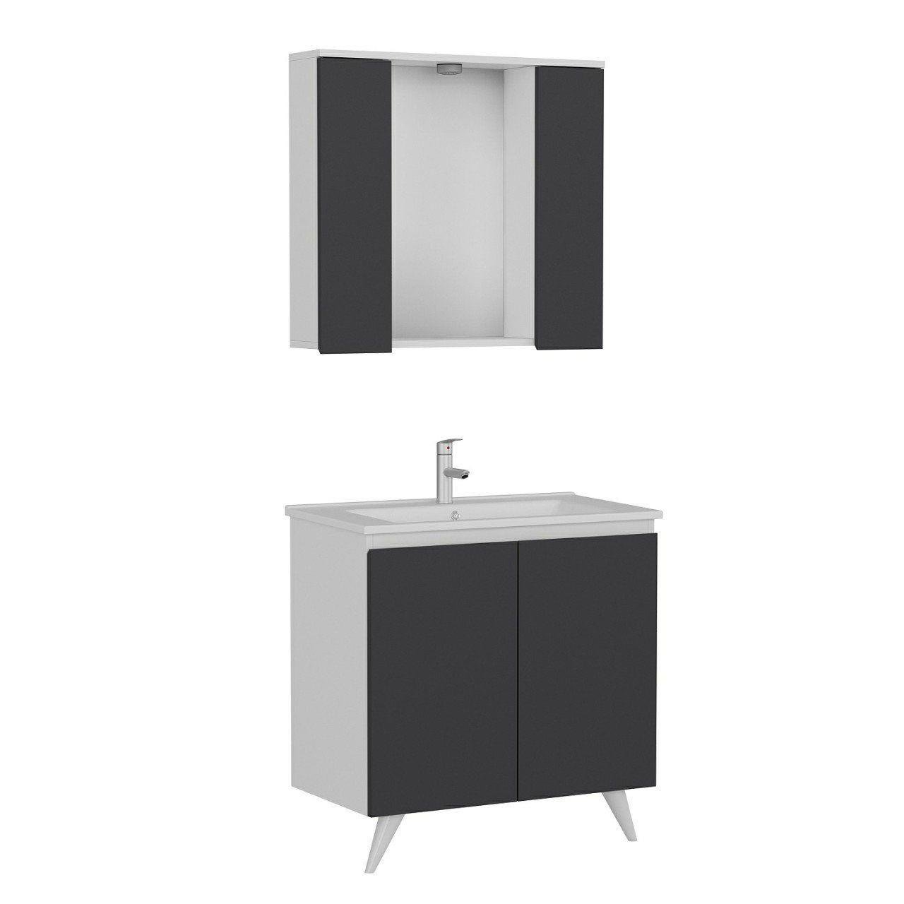 Nika Banyo Dolabı 85Cm Ay2K+2K1A+Etj Beyaz Antrasit