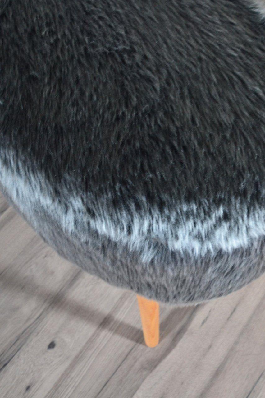 Rossi Oval Puf Antrasit Peluş