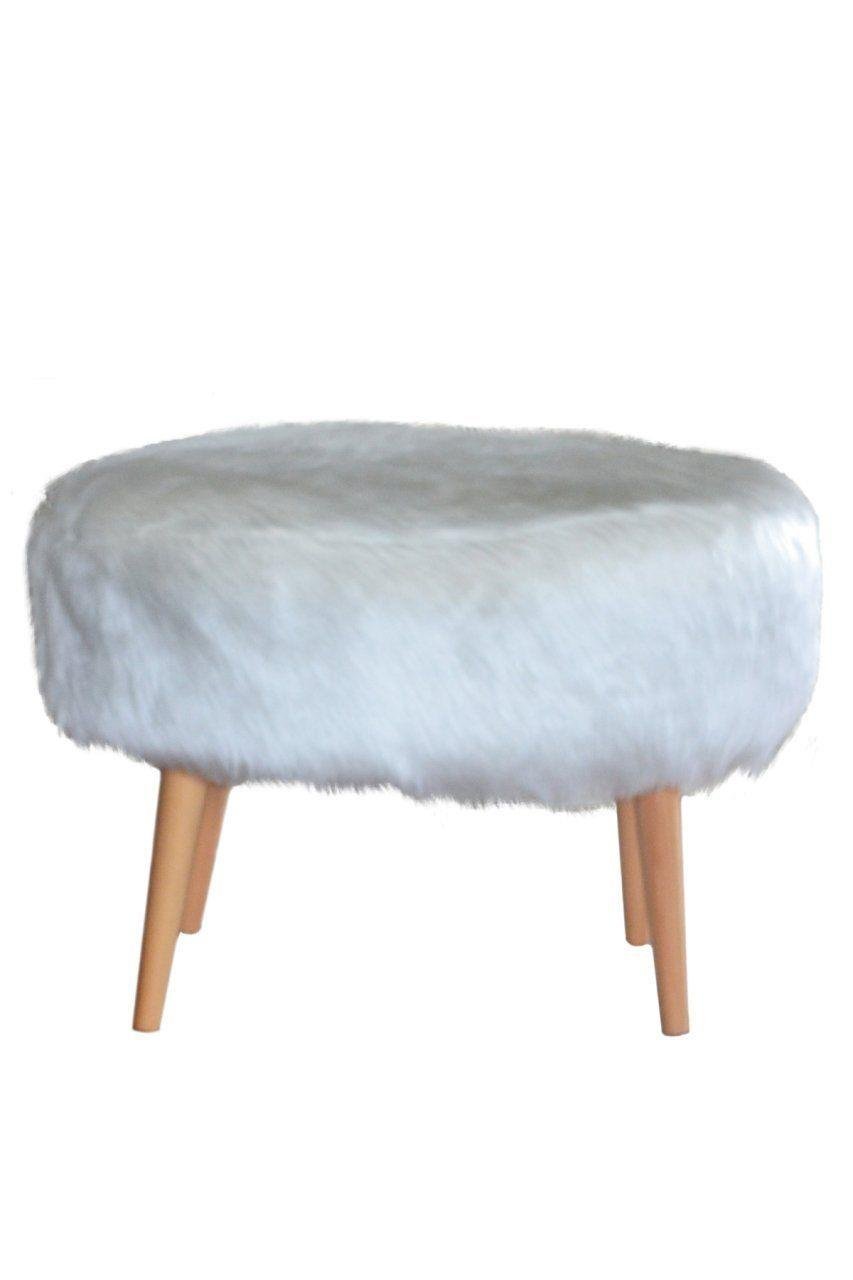 Rossi Oval Puf Beyaz Peluş