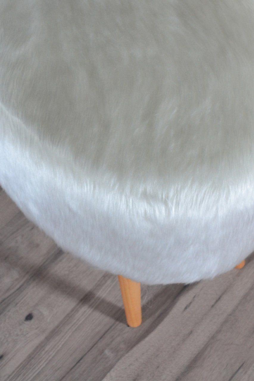 Rossi Oval Puf Beyaz Peluş